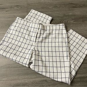 J Crew Window Pane Ankle Pants White Navy Women Size 14